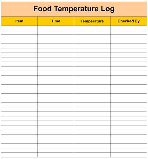 Printable Food Temperature Log
